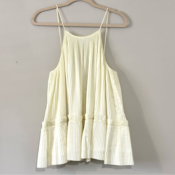 Lewit Tops - Lewit Pleated Ivory Tank Top Designer Flowy Tiered Blouse Minimal Chic